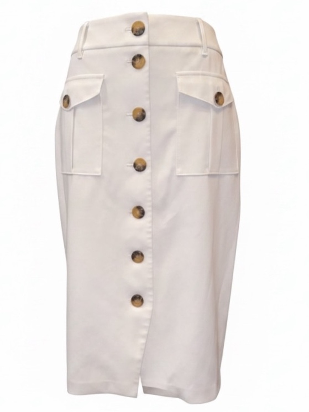 WHITE HOUSE/BLACK MARKET Beige Button Down Midi Skirt in Beige Size 6